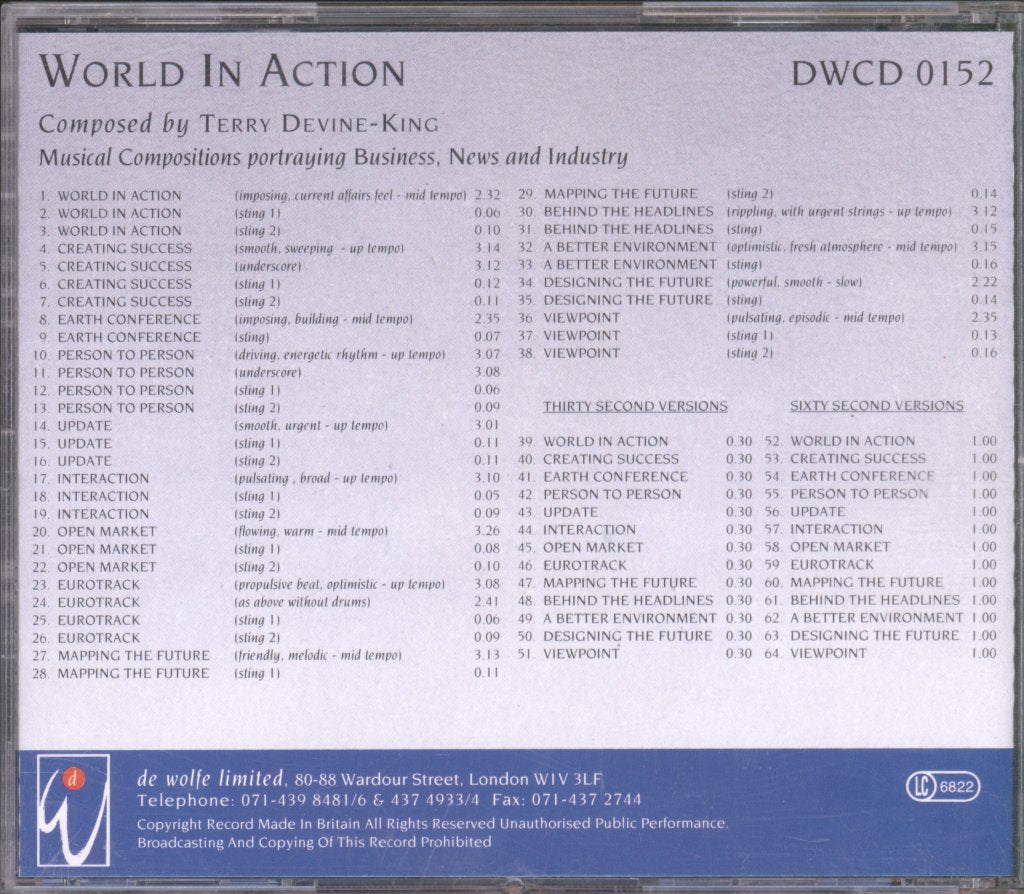 Terry Devine-King - World In Action - Cd