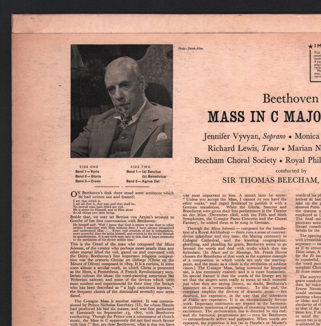 Sir Thomas Beecham / Beecham Choral Society / Royal Philharmonic Orchestra / Jennifer Vyvyan / Monica Sinclair - Beethoven - Mass In C Major, Op. 86 - Lp