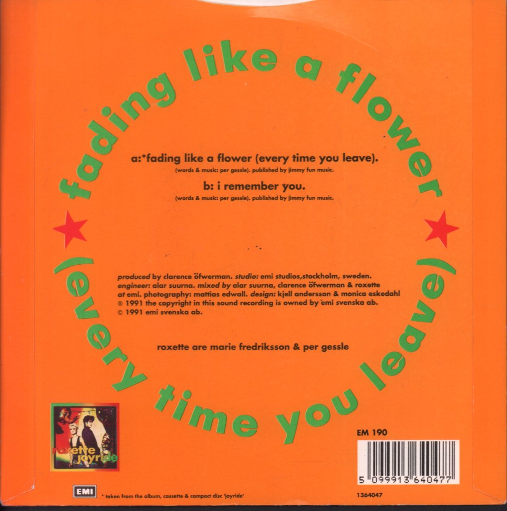 Roxette - Fading Like A Flower - 7 Inch