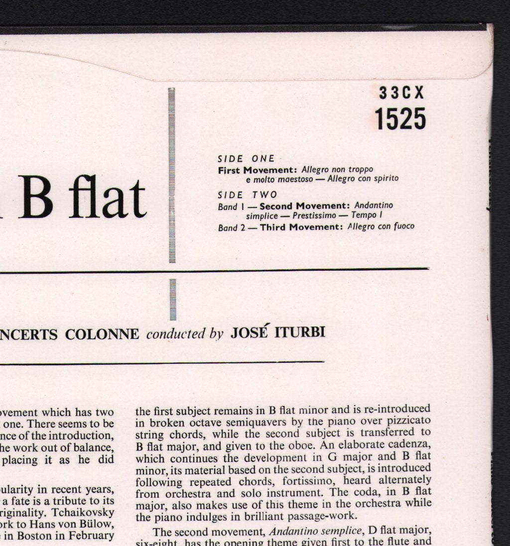 Jose Iturbi / Colonne Orchestra - Tchaikovsky - Piano Concerto in B flat minor - Lp