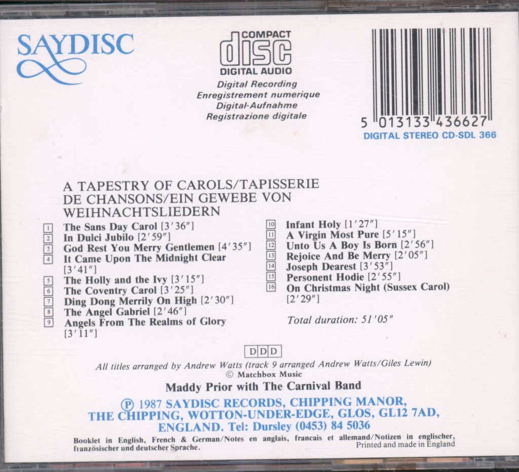 Maddy Prior With The Carnival Band - A Tapestry Of Carols - Cd