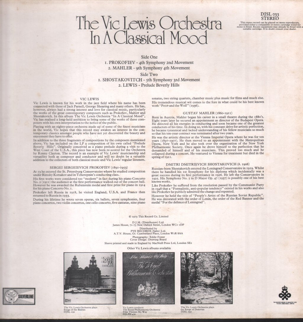 Vic Lewis And His Orchestra - Vic Lewis Orchestra In A Classical Mood - Lp