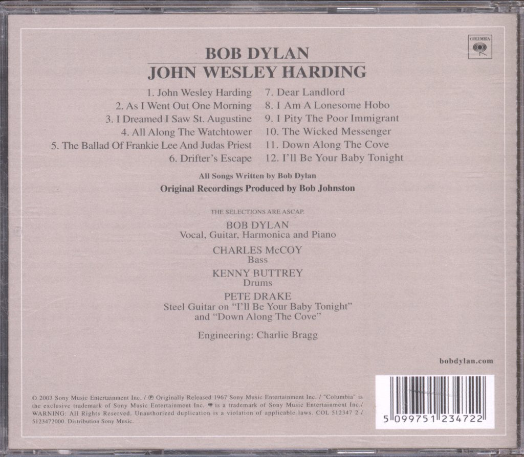 Bob Dylan - John Wesley Harding - Cd