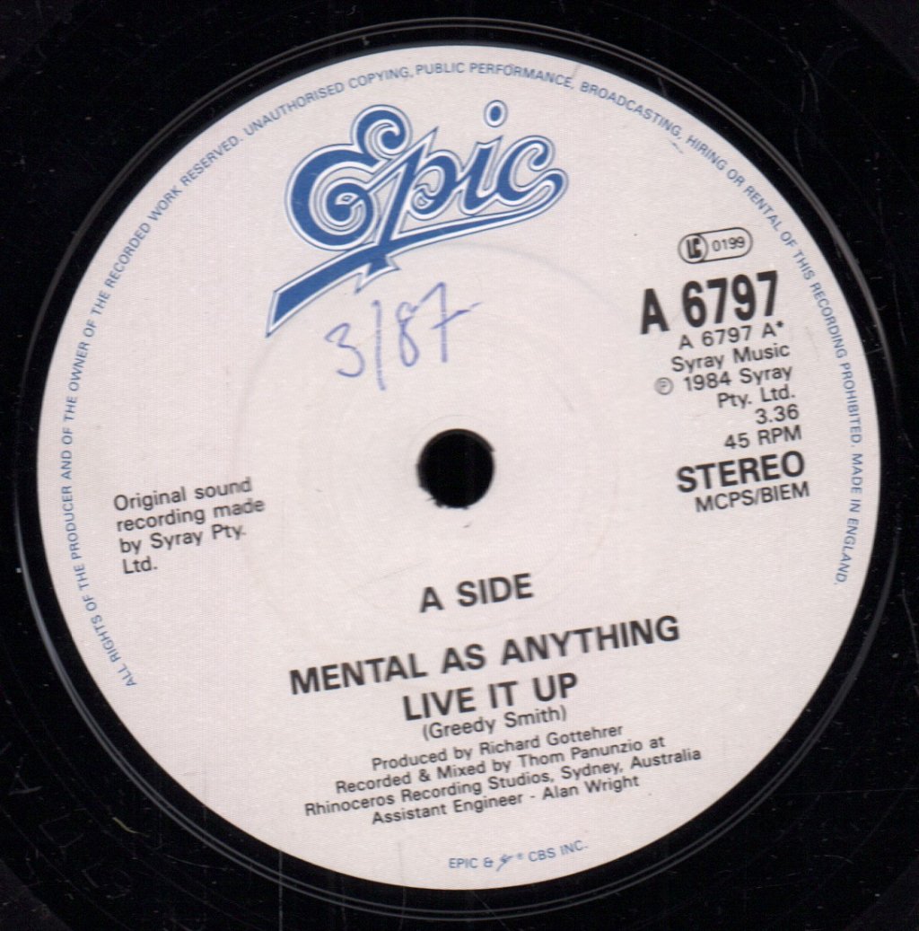 Mental As Anything - Live It Up - 7 Inch