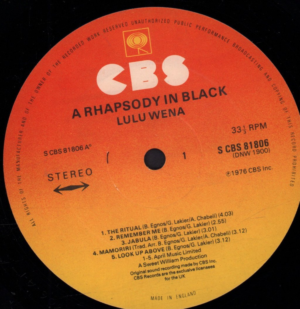 Lula-Wena - A Rhapsody In Black - Lp