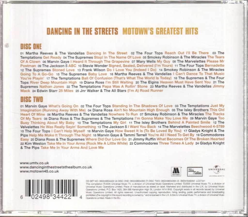 Various Artists - Dancing In The Streets Motown's Greatest Hits - Double Cd