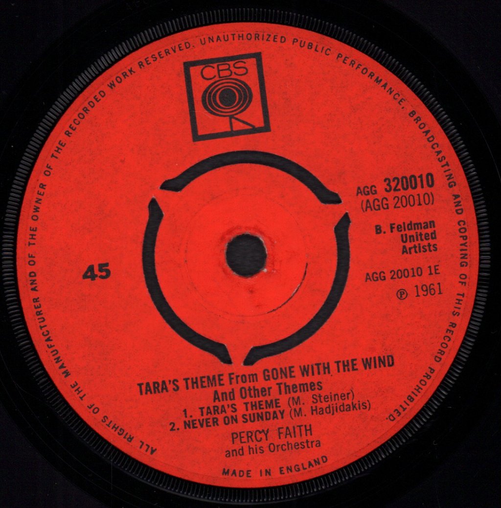 Percy Faith And His Orchestra - Tara's Theme From Gone With The Wind And Other Themes - 7 Inch