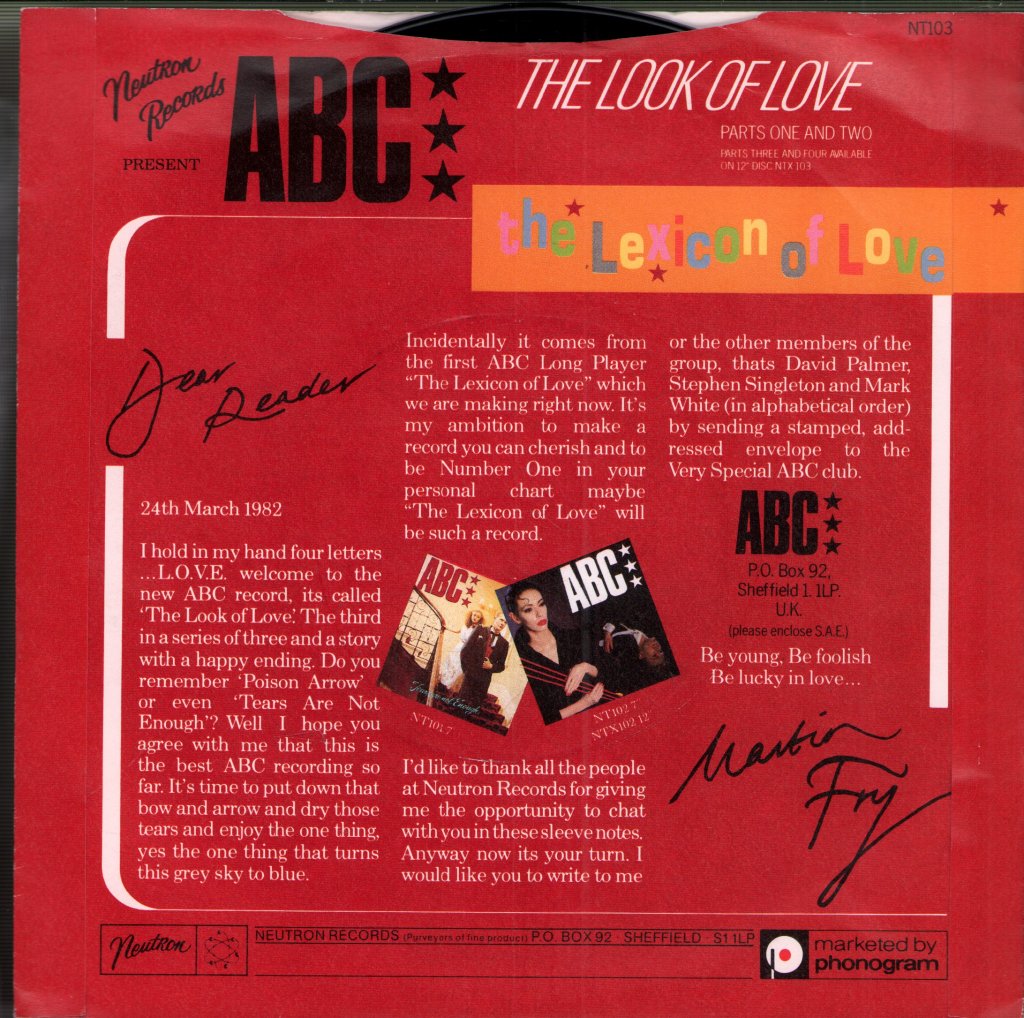 ABC - Look Of Love (Parts One And Two) - 7 Inch