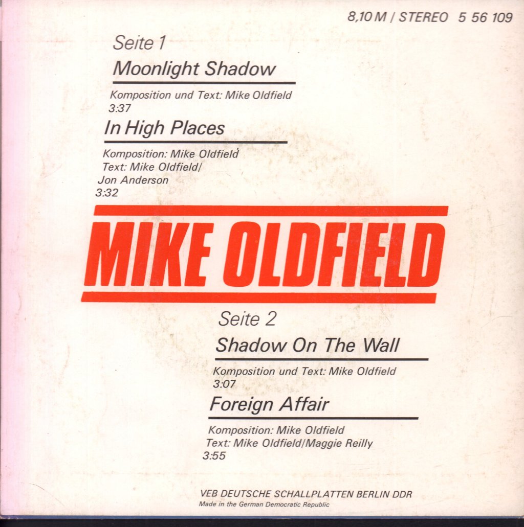 Mike Oldfield - Moonlight Shadow - 7 Inch