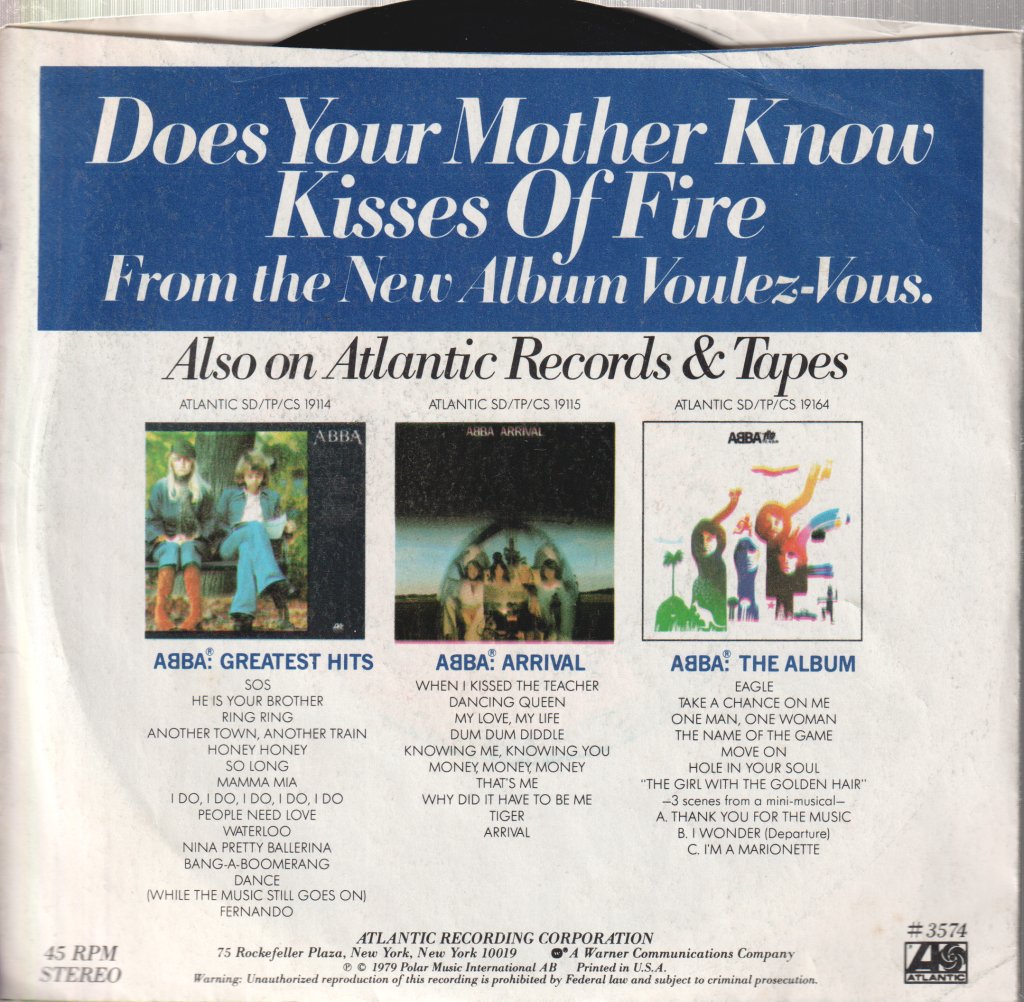 ABBA - Does Your Mother Know / Kisses Of Fire - 7 Inch