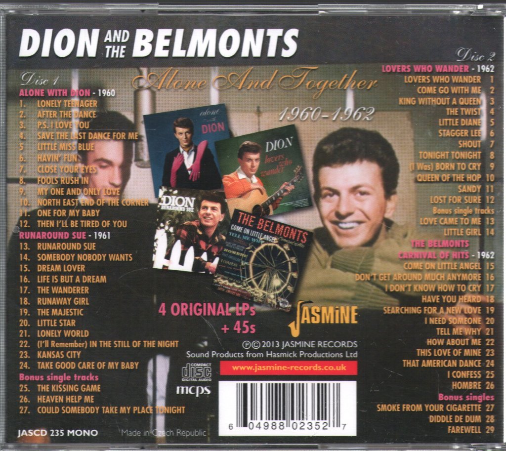 Dion And The Belmonts - Alone And Together - Double Cd