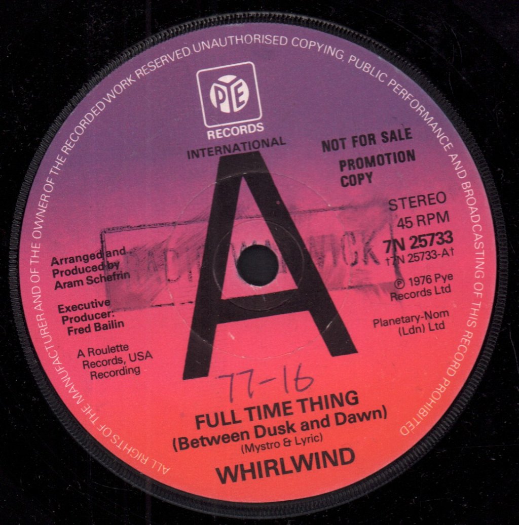 Whirlwind (Disco/Soul Group) - Full Time Thing - 7 Inch