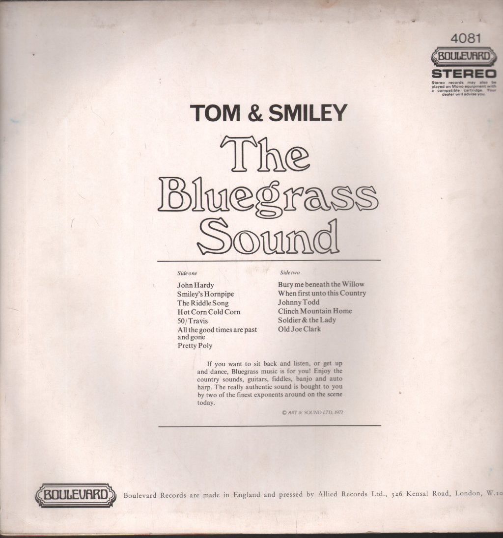 Tom And Smiley - Bluegrass Sound - Lp