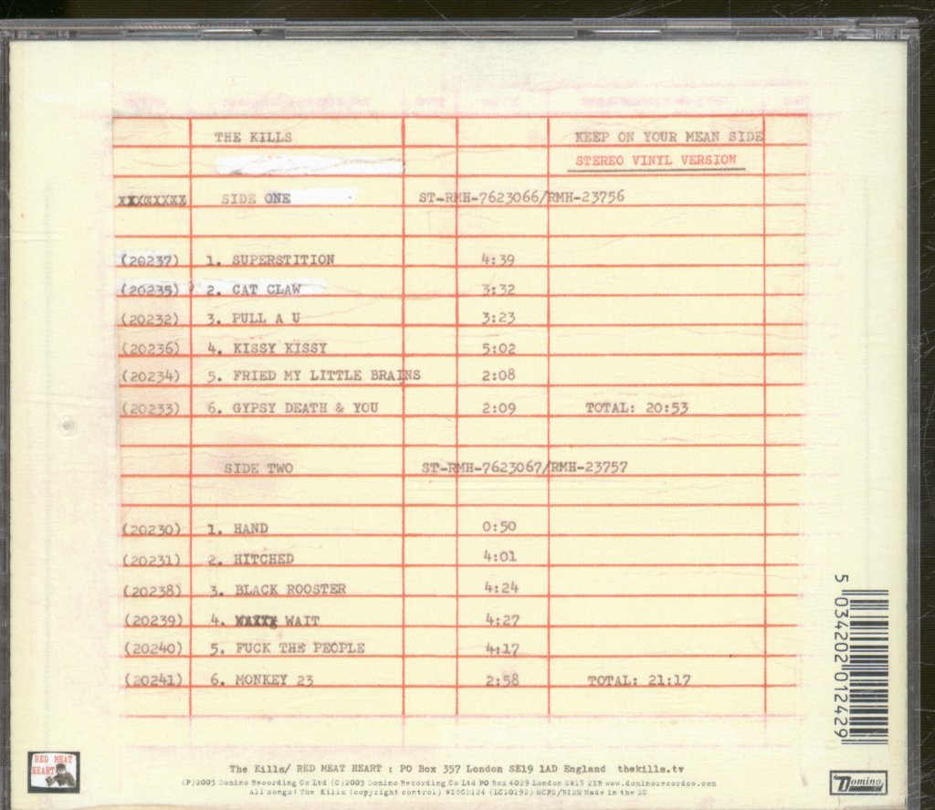 Kills - Keep On Your Mean Side - Cd