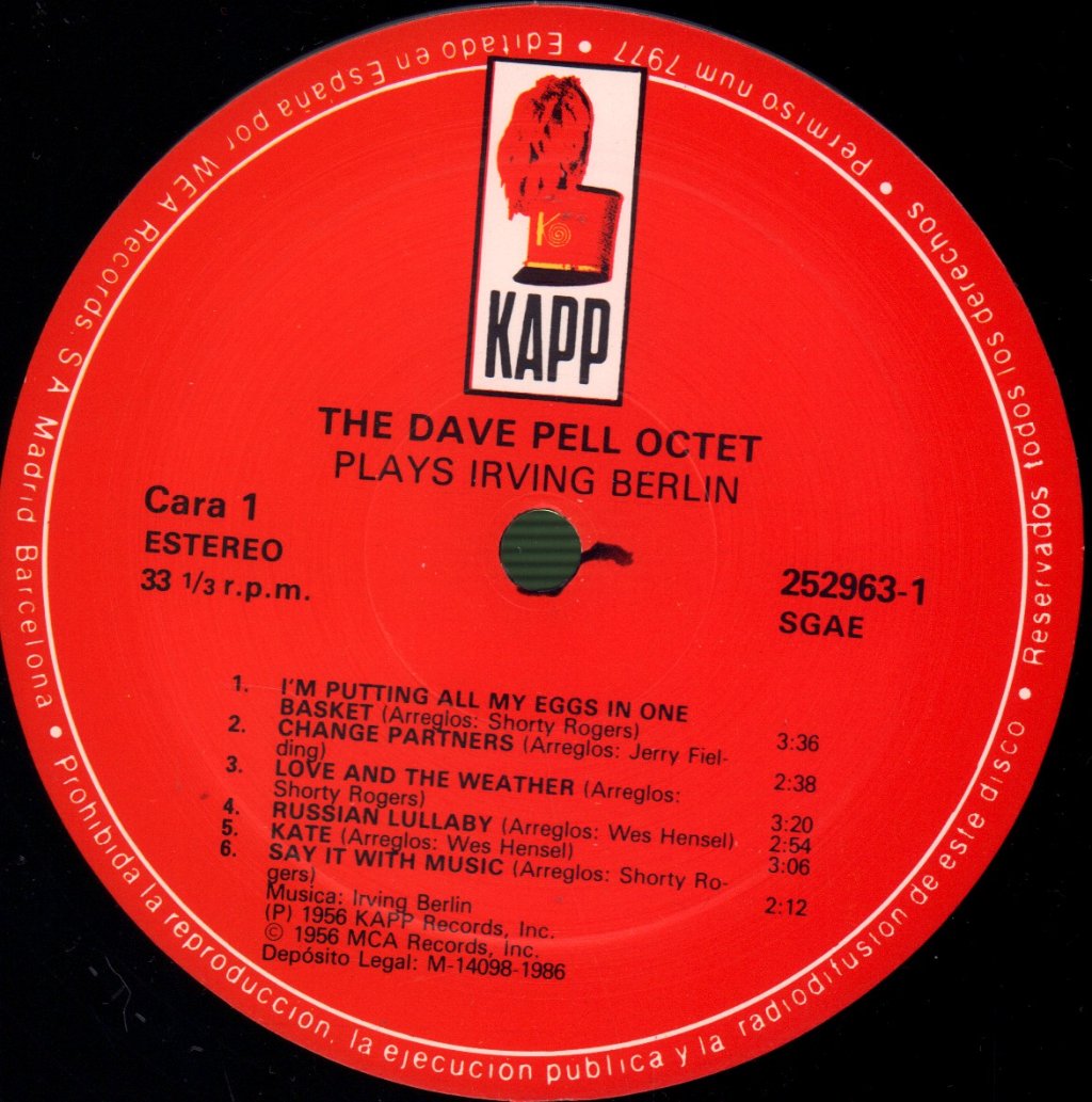 Dave Pell Octet - Plays Irving Berlin - Lp