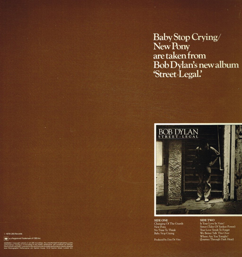 Bob Dylan - Baby Stop Crying - 12 Inch