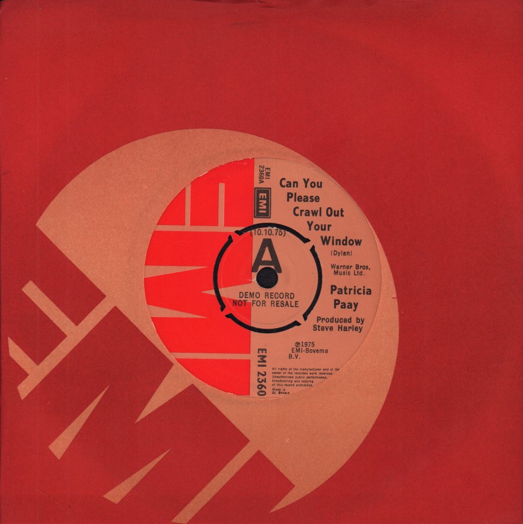 Patricia Paay - Can You Please Crawl Out Your Window - 7 Inch