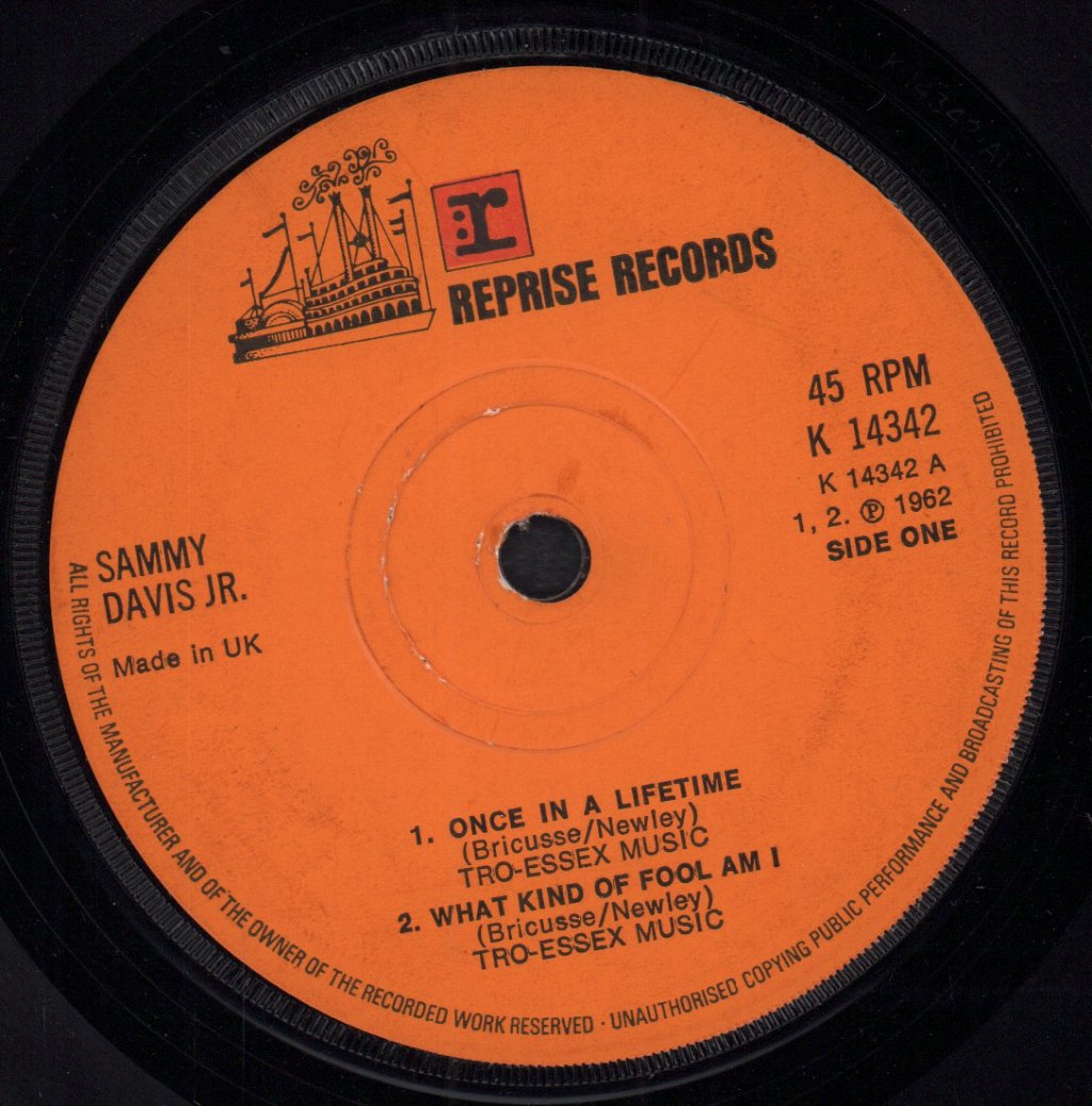Sammy Davis Jr - Once In A Lifetime - 7 Inch