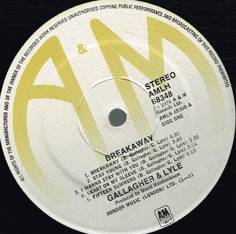 Gallagher And Lyle - Breakaway - Lp