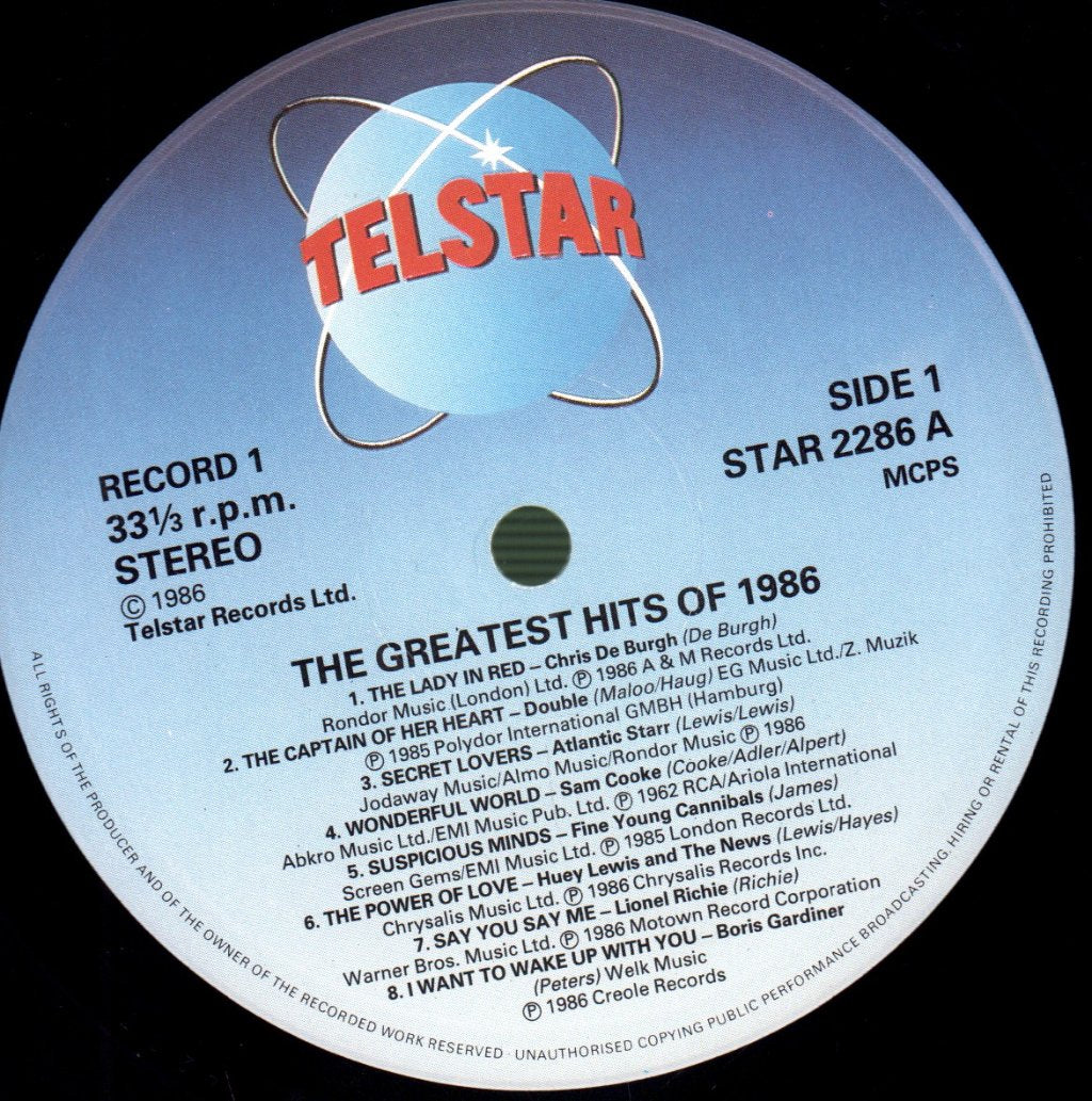 Various Artists - Greatest Hits Of 1986 - Double Lp