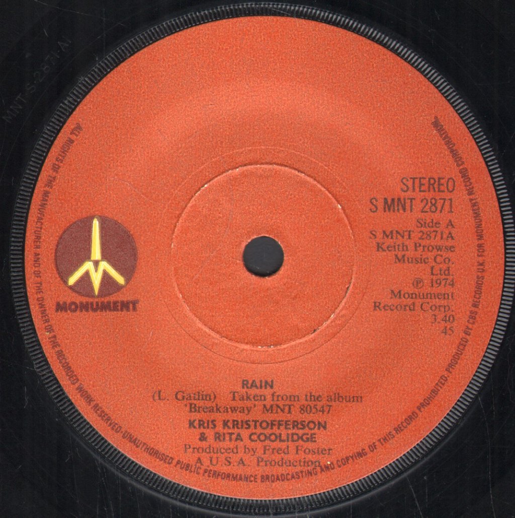 Kris Kristofferson And Rita Coolidge - Rain - 7 Inch