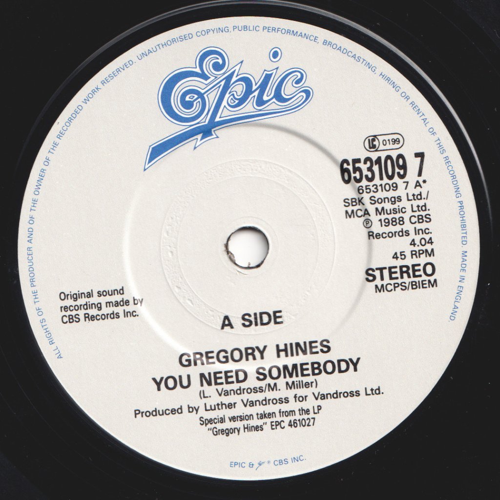 Gregory Hines - You Need Somebody - 7 Inch