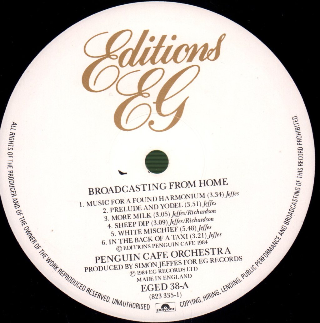 Penguin Cafe Orchestra - Broadcasting From Home - Lp