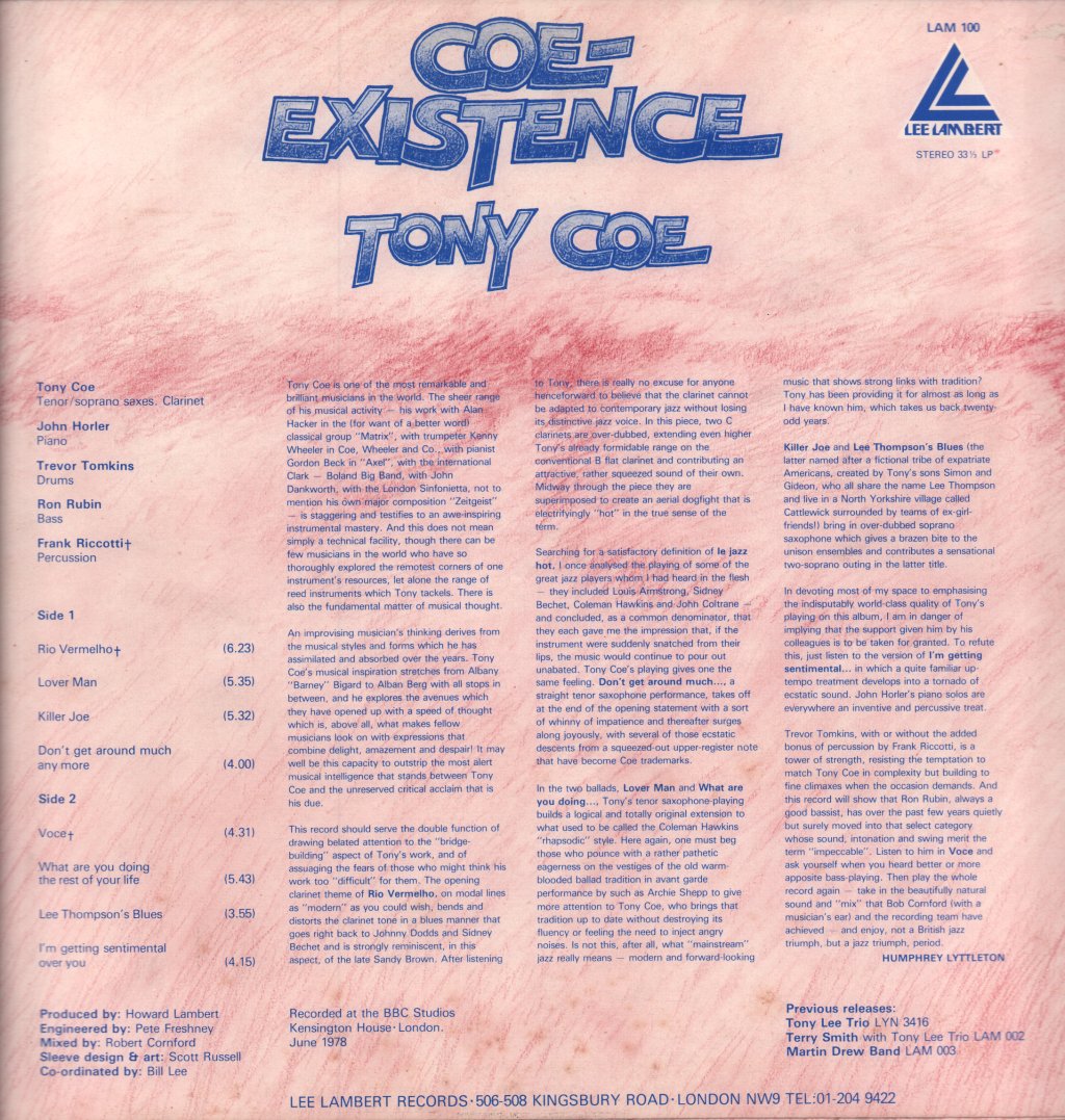 Tony Coe - Coe-Existence - Lp