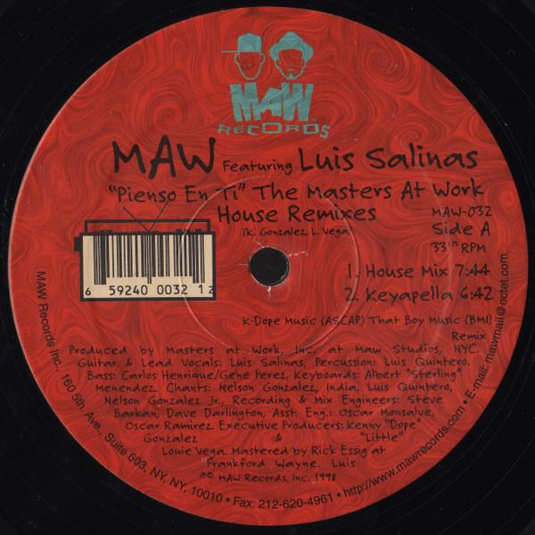 MAW Featuring Luis Salinas - Pienso En Ti (I Think Of You) (House Remixes) - 12 Inch