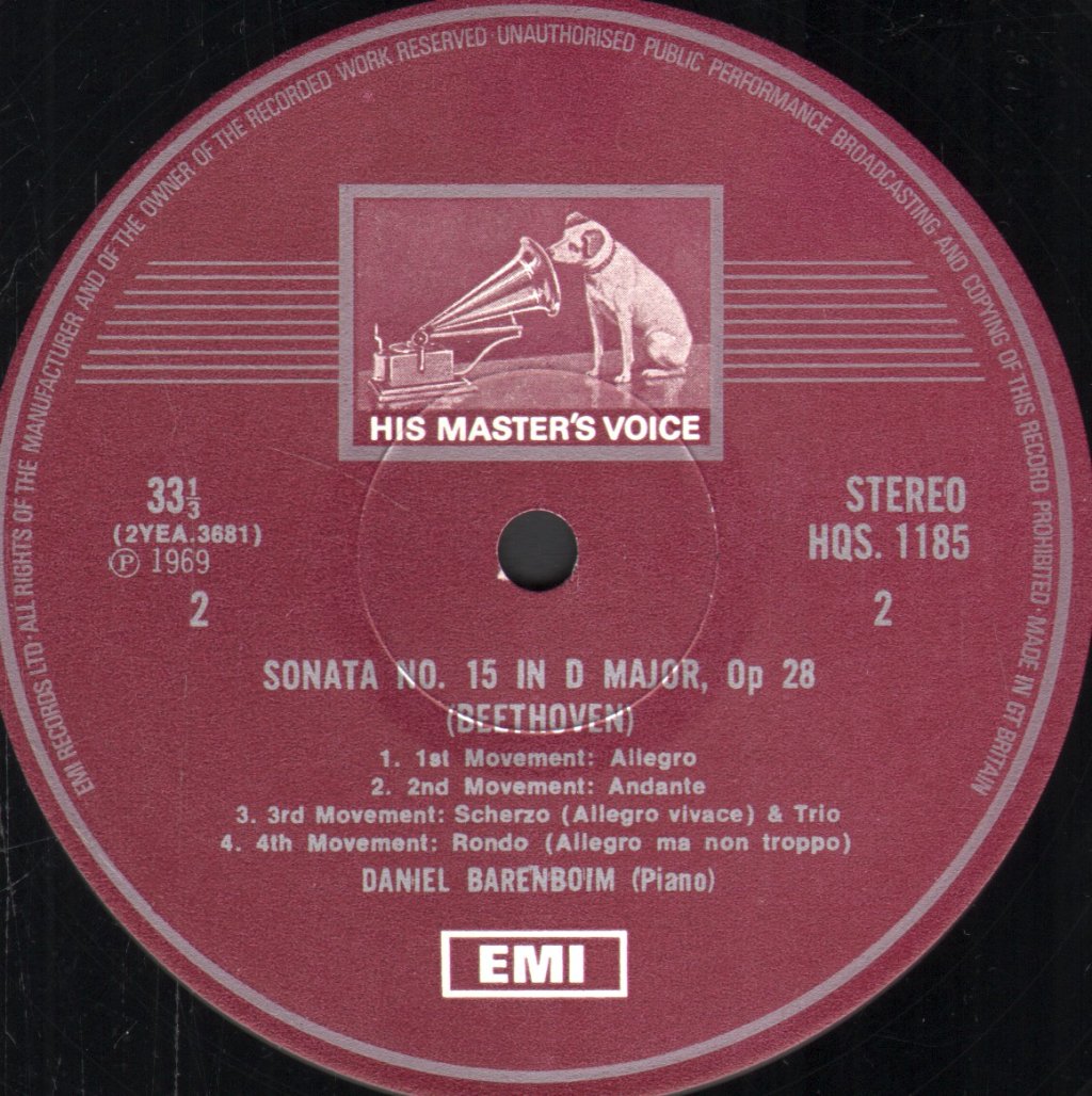 Daniel Barenboim - Beethoven Sonatas: No.15 In D, Op.28 ("Pastoral"); No.3 In C, Op.2 No.3 - Lp