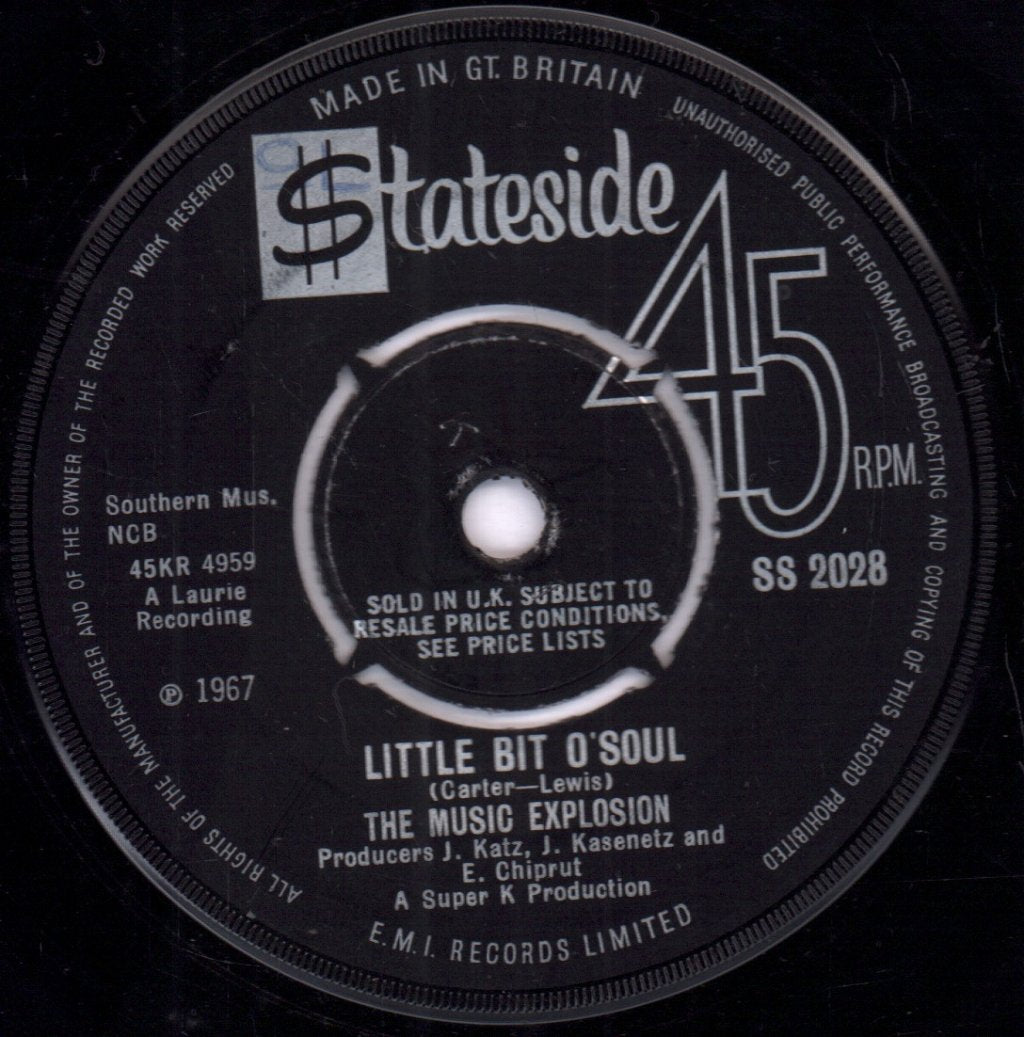 Music Explosion - Little Bit O'Soul - 7 Inch