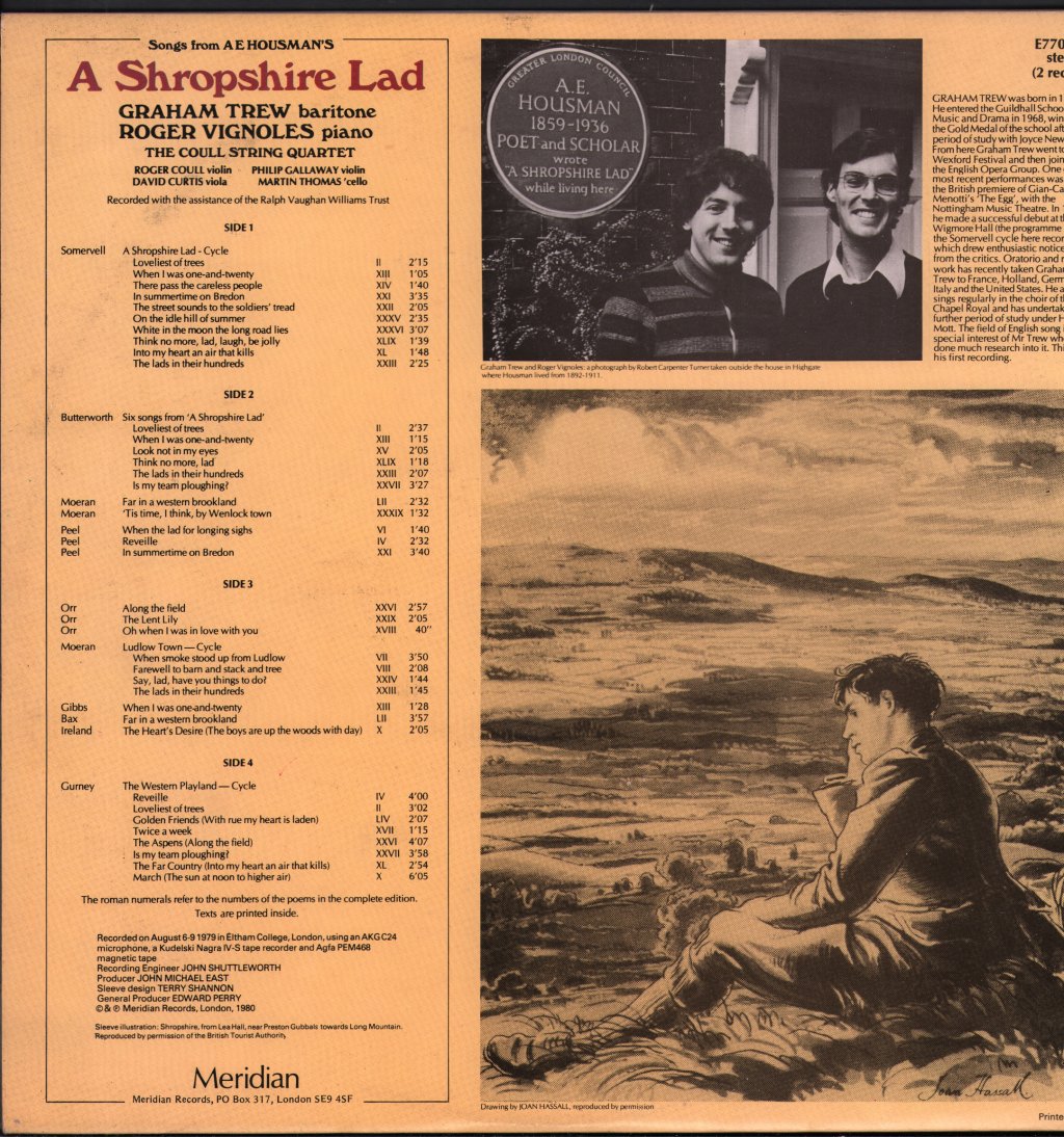 Graham Trew / Roger Vignoles / Coull String Quartet - Songs from A E Housman's "A Shropshire Lad" - Double Lp
