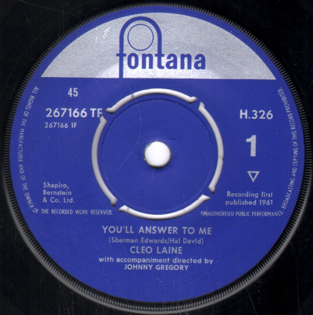 Cleo Laine - You'll Answer To Me - 7 Inch