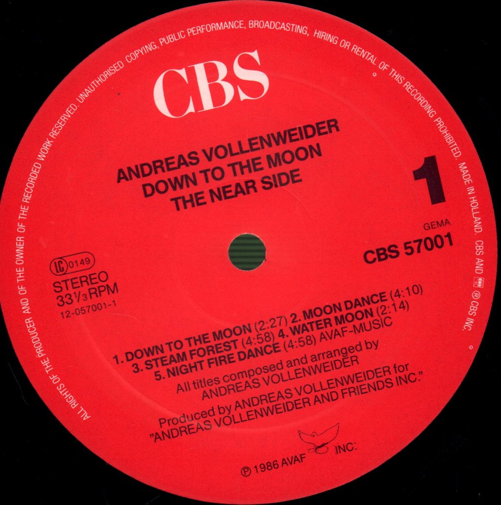 Andreas Vollenweider - Down To The Moon - Lp