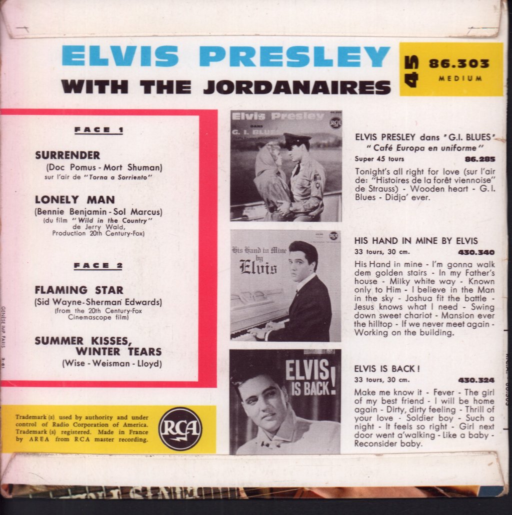 Elvis Presley - Surrender - 7 Inch