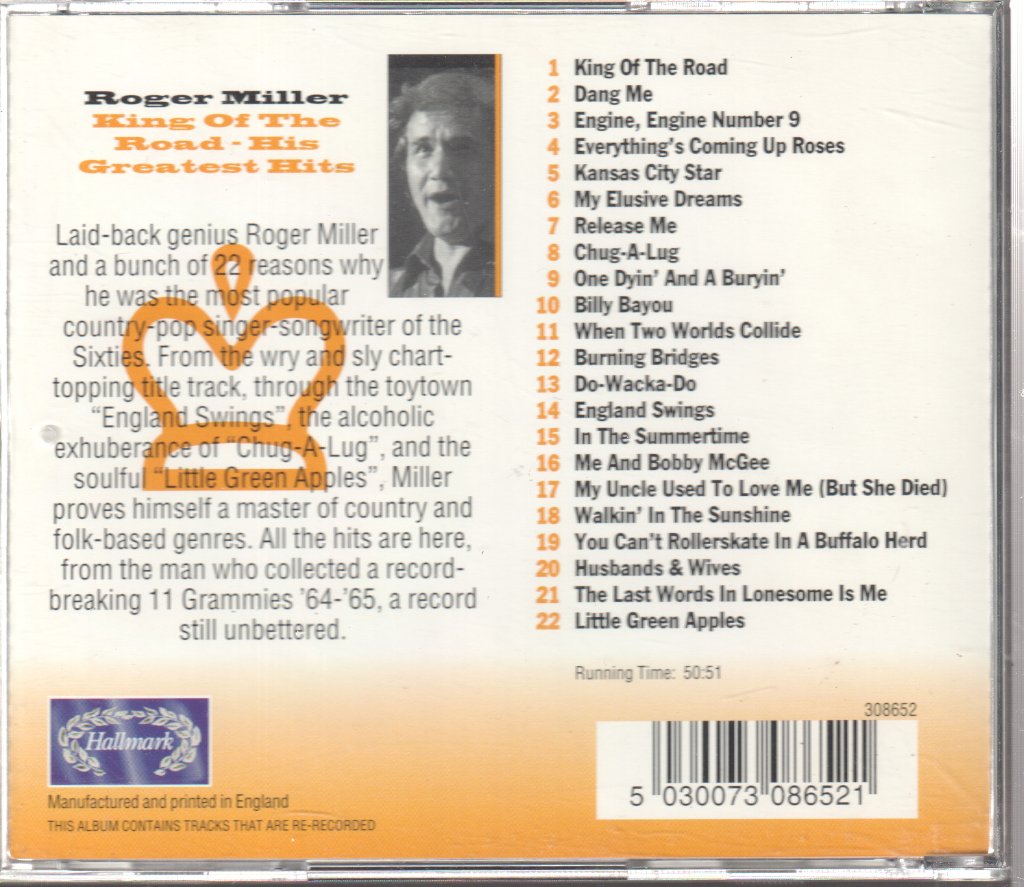 Roger Miller - King Of The Road – His Greatest Hits - Cd