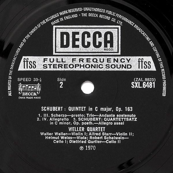 Weller Quartet - Schubert Quintet In C Major - Lp