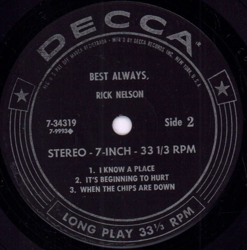Ricky Nelson - Best Always - 7 Inch