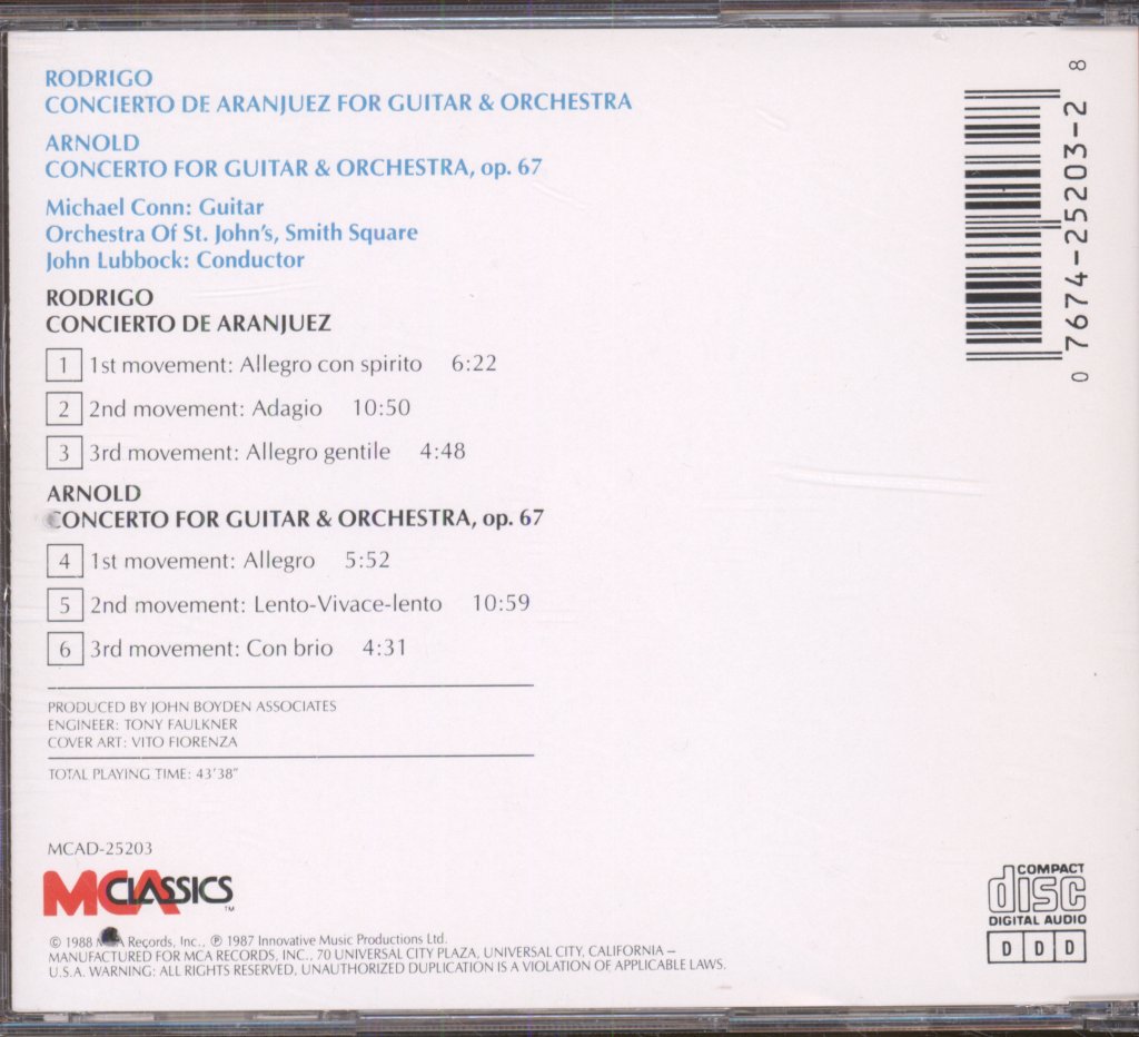 Michael Conn, The Orchestra Of St. John's, Smith Square - Concierto De Aranjuez / Concerto For Guitar & Orchestra - Cd