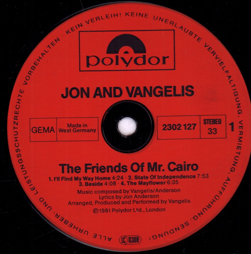 Jon And Vangelis - Friends Of Mr Cairo - Lp