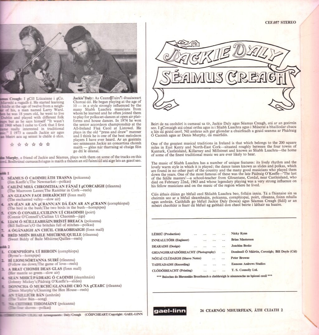 Jackie Daly And Seamus Creagh - Jackie Daly And Seamus Creagh - Lp