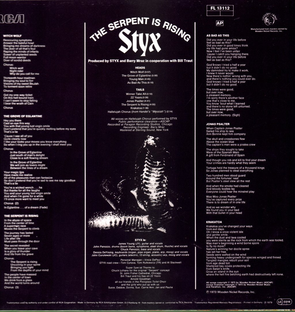Styx - Serpent Is Rising - Lp
