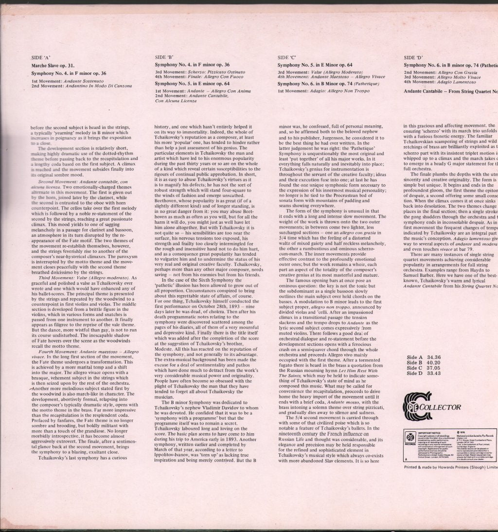 Sir John Barbirolli / Halle Orchestra - Tchaikovsky - Marche Slave Op.31 / Symphony No.4 / Symphony No.5 - Double Lp