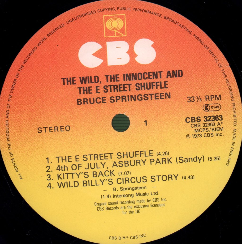Bruce Springsteen - Wild The Innocent and The E Street Shuffle - Lp