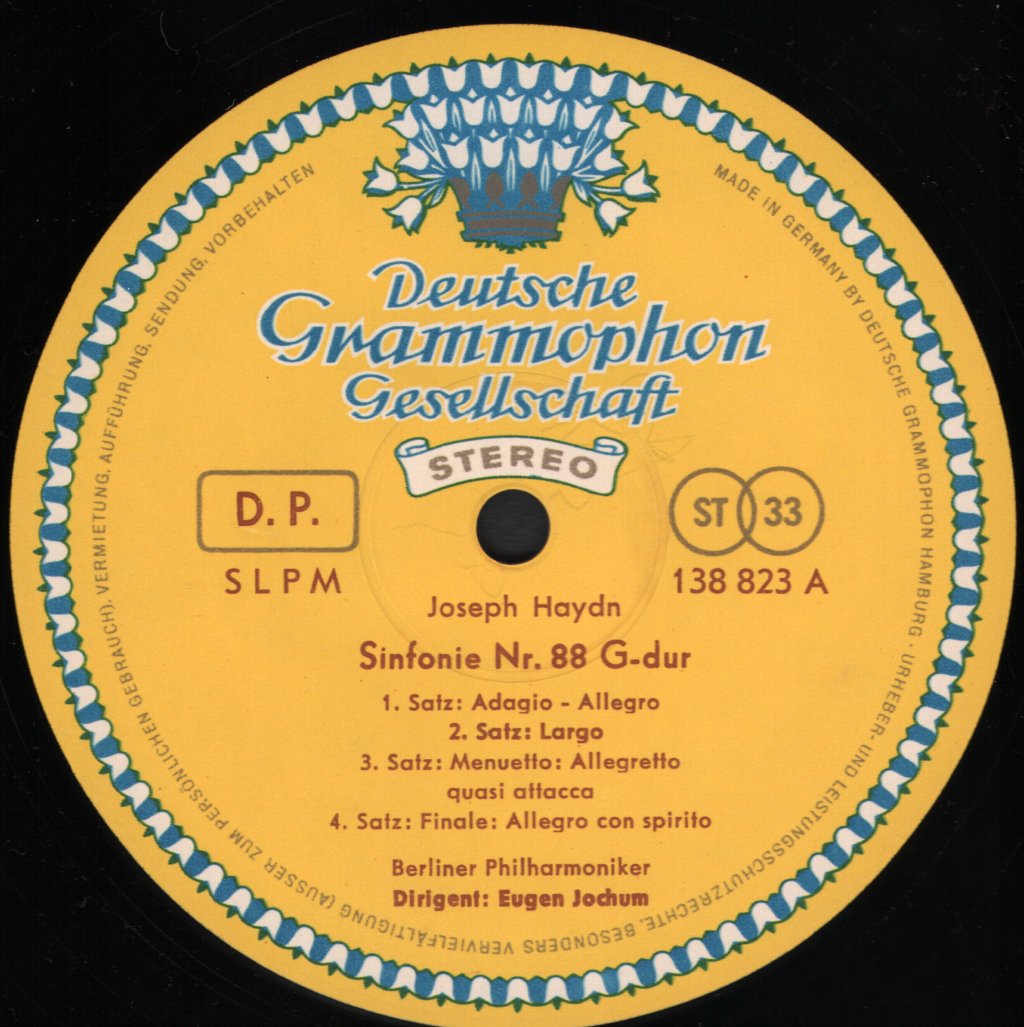 Eugen Jochum / Berliner Philharmoniker - Joseph Haydn -  - Sinfonien Nr. 88 G-dur Und Nr. 98 B-dur - Lp
