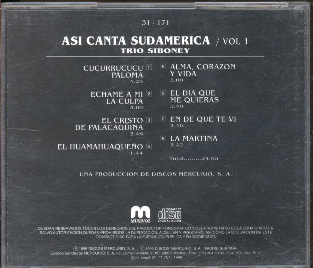 Trio Siboney - Asi Canta Sudamerica Vol 1 - Cd