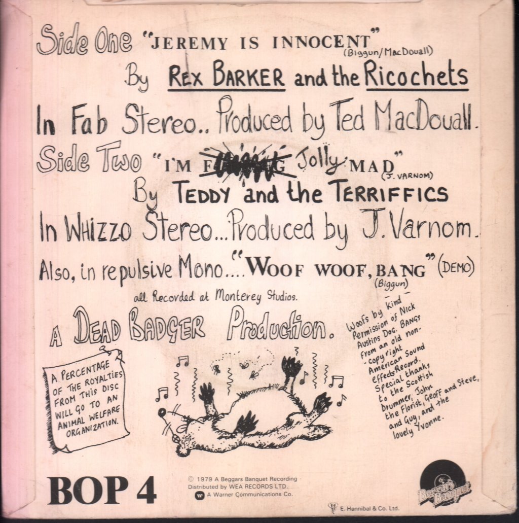 Rex Barker And The Ricochets - Jeremy Is Innocent - 7 Inch