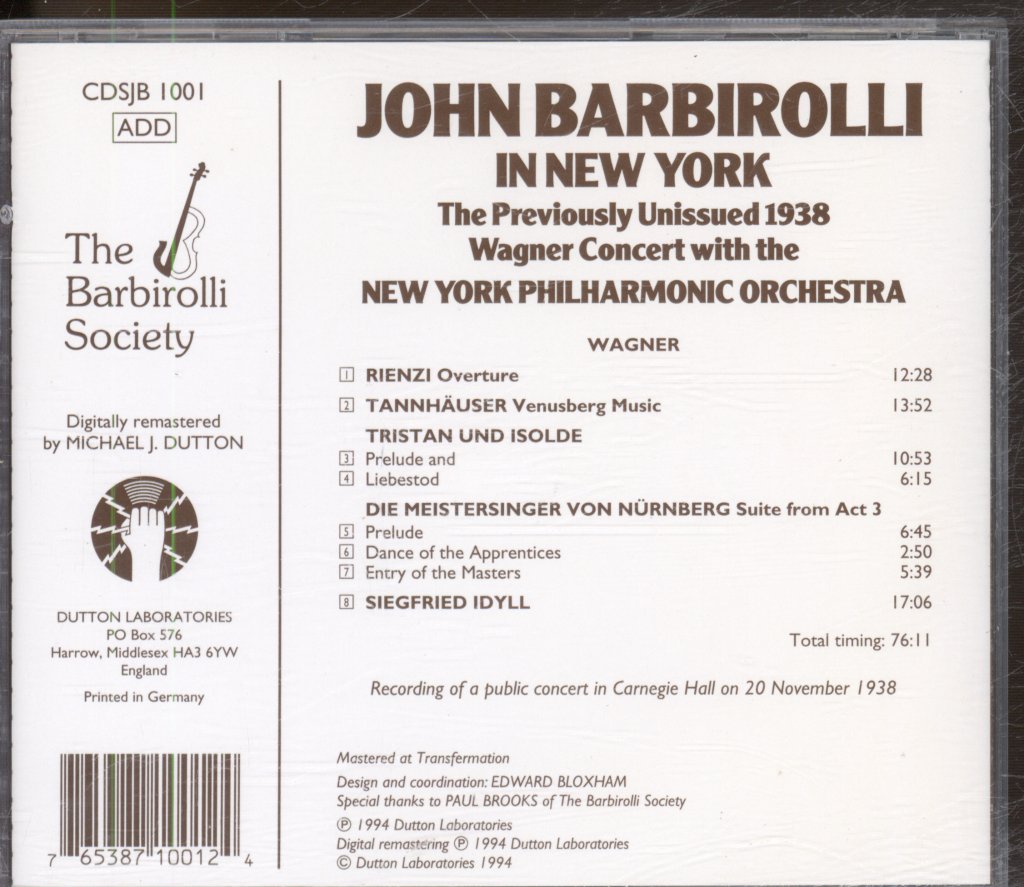 John Barbirolli, New York Philharmonic Orchestra - Barbirolli In New York - Cd