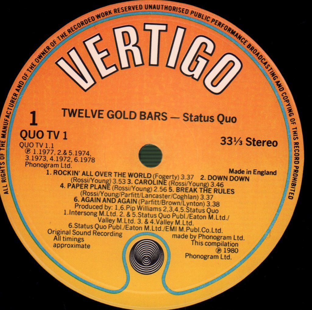 Status Quo - 12 Gold Bars Volume 1+1 - Double Lp