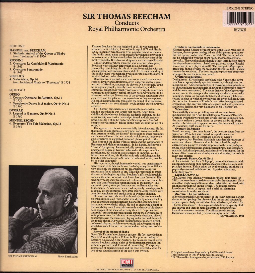 Sir Thomas Beecham / Royal Philharmonic Orchestra - Sir Thomas Beecham Conducts - Lp